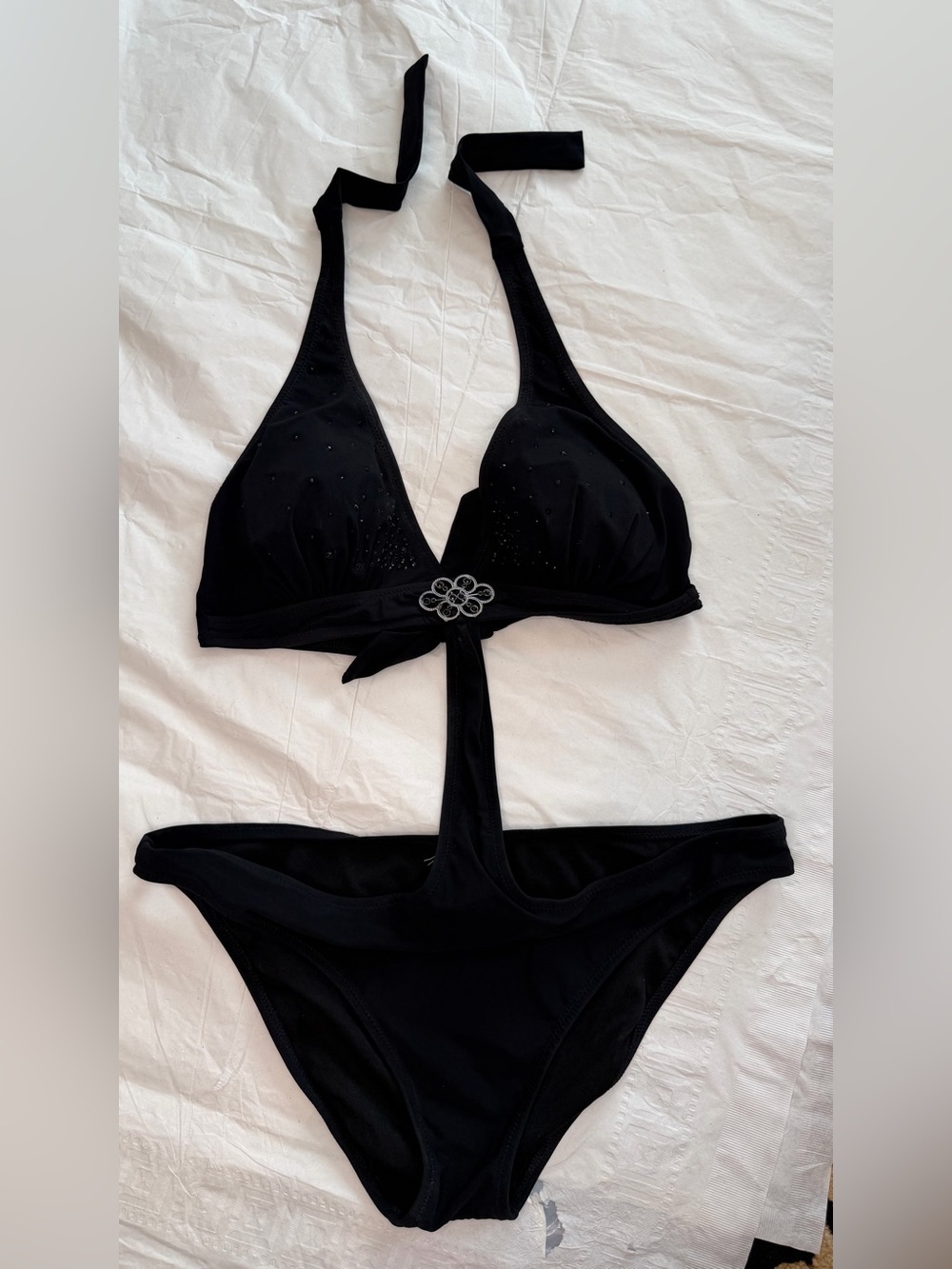 Profile By Gottex Black Halter Monokini with Decorative Accent